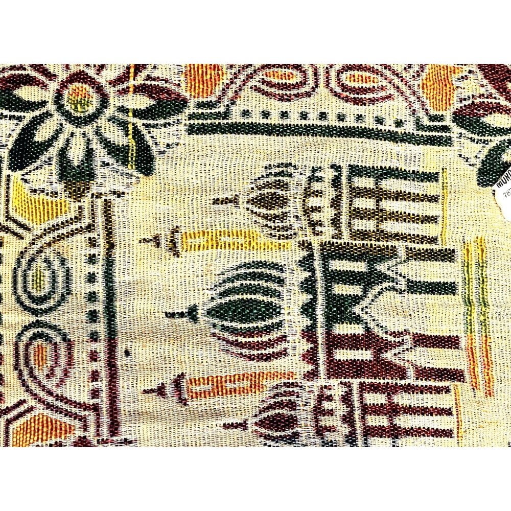 Moroccan-Inspired Woven Tapestry Rug Fringe 78x90 Made In Italy Horse Design - Picture 8 of 9